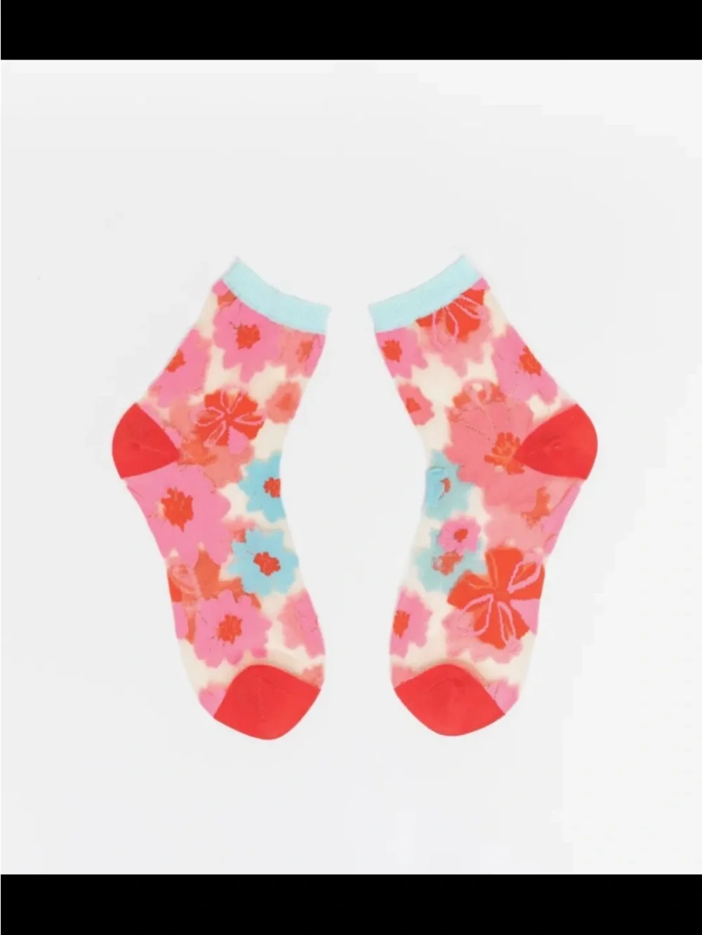 Sock Candy Ribbon Roses Sheer Ankle Sock. Price Firm.